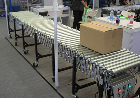 伸縮輥筒輸送機(jī)運(yùn)行圖，m.xffdcw.cn